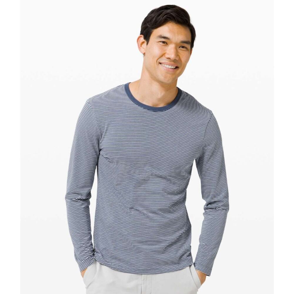 Lululemon Blue White Stripe 5 Year Basic Long Sle… - image 1